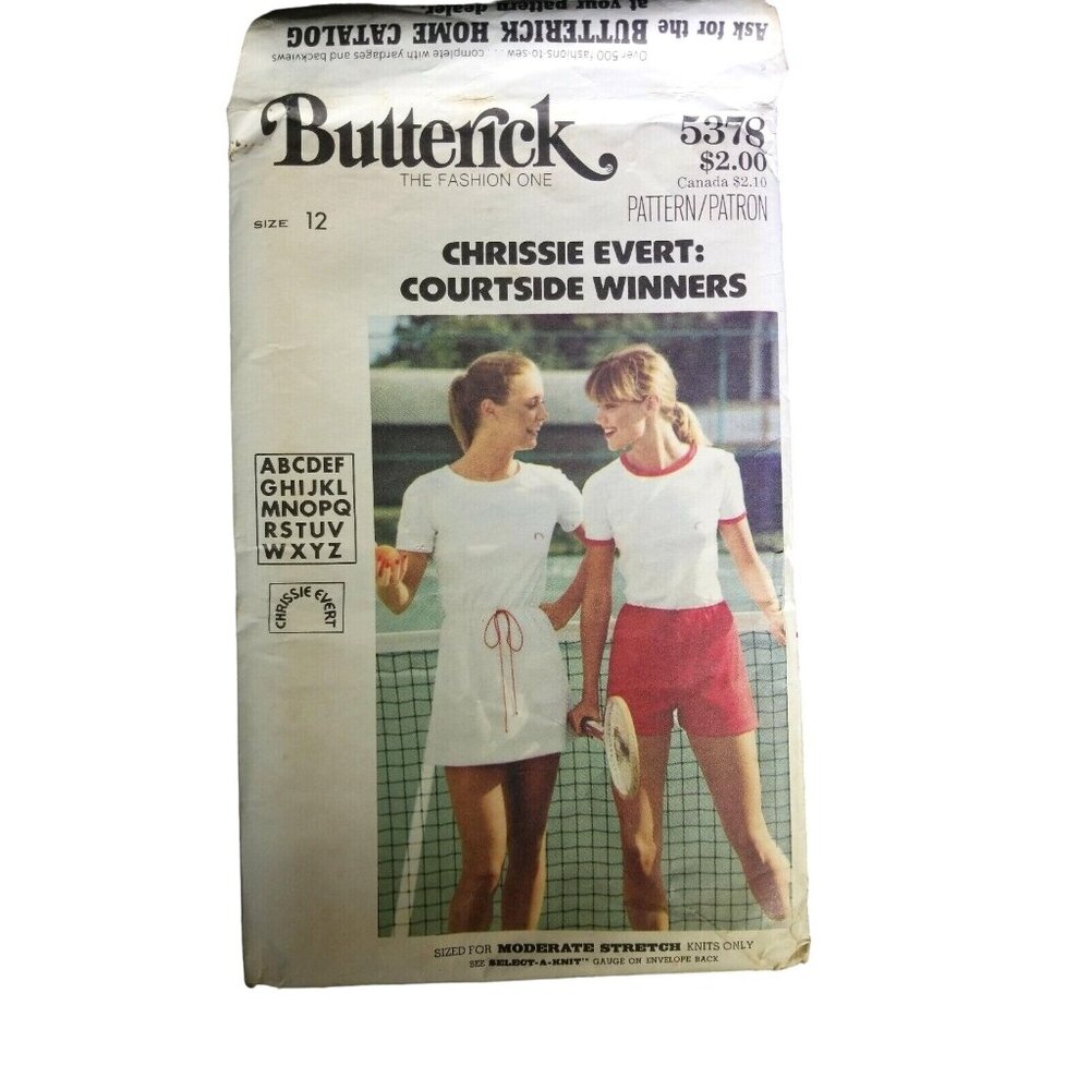 Butterick Sewing Pattern 5378 Misses Tennis Dress T Shirt Size 12 Uncut Vintage